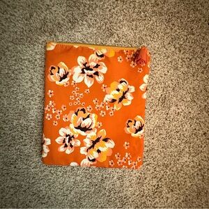 Anthropology Rachel Pally Fold Over Clutch Purse Orange Yellow Floral Reversable